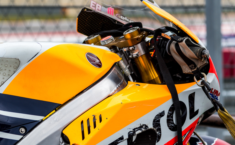Damage done to Márquez’s No. 93 Honda.
